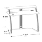 Bureau de jeu 48" avec étagère pour moniteur, lumières RVB et prises de courant - Blanc