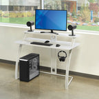 Bureau de jeu 48" avec étagère pour moniteur, lumières RVB et prises de courant - Blanc