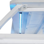 Bureau de jeu 48" avec étagère pour moniteur, lumières RVB et prises de courant - Blanc
