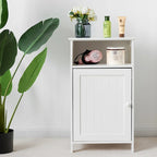 Meuble de rangement de salle de bain au sol avec porte simple et étagère réglable