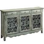 Buffet décoratif ancien vert avec accent