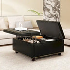 Pouf de rangement carré surdimensionné en similicuir