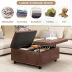 Pouf de rangement carré surdimensionné en similicuir