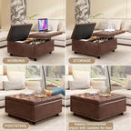 Pouf de rangement carré surdimensionné en similicuir