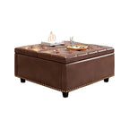 Pouf de rangement carré surdimensionné en similicuir