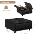 Pouf de rangement carré surdimensionné en similicuir