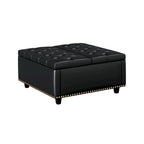 Pouf de rangement carré surdimensionné en similicuir