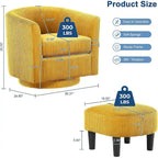 Fauteuil d'appoint pivotant à 360° avec pouf