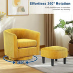 Fauteuil d'appoint pivotant à 360° avec pouf