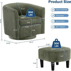 Fauteuil d'appoint pivotant à 360° avec pouf
