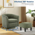 Fauteuil d'appoint pivotant à 360° avec pouf