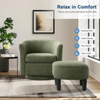 Fauteuil d'appoint pivotant à 360° avec pouf