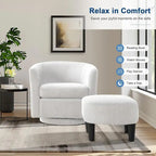 Fauteuil d'appoint pivotant à 360° avec pouf