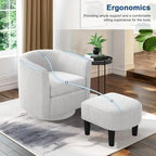 Fauteuil d'appoint pivotant à 360° avec pouf