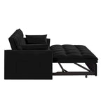 Canapé-lit convertible 4-en-1 – Causeuse en velours – Lit d'appoint avec dossier inclinable, 2 poches latérales