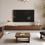 Meuble TV moderne du milieu du siècle, 4 à 6 tiroirs, console multimédia en bois massif brun