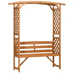 Banc de jardin Outsunny avec arche pergola et 2 treillis, banc extérieur 3 places en bois naturel pour vignes et plantes grimpantes