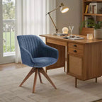 Fauteuil pivotant Art Leon confortable en tissu avec pieds en chêne massif