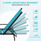 Lot de 2 chaises longues de jardin, transat inclinable réglable sur 5 positions, tissu Textilène, chaise longue de piscine de 193 cm pour terrasse, jardin et bord de piscine