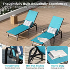 Lot de 2 chaises longues de jardin, transat inclinable réglable sur 5 positions, tissu Textilène, chaise longue de piscine de 193 cm pour terrasse, jardin et bord de piscine