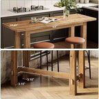 Table de bar haute en bois massif de 63 pouces pour cuisine, café ou restaurant